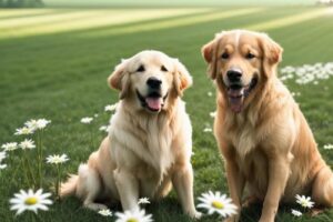 2 perros sanos tomando probióticos