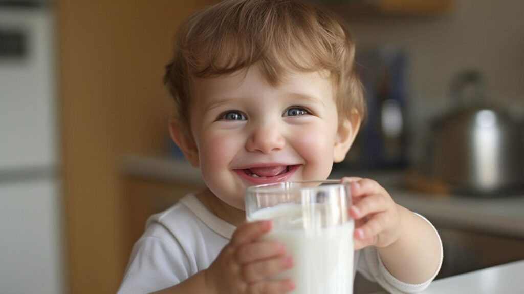 Child taking one of the best children's probiotics
